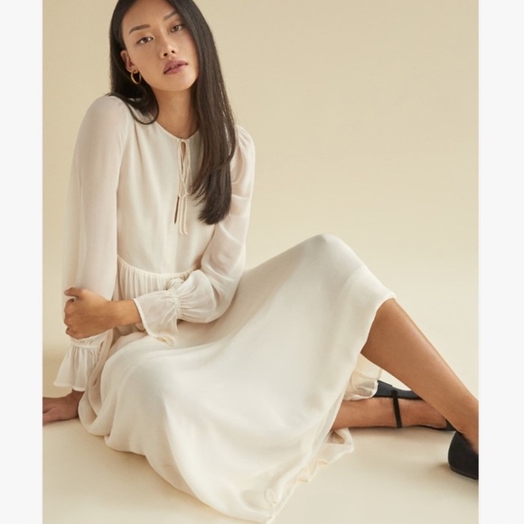 Reformation Chive Maxi Dress in Ivory Long Sleeve Peasant Summer - Picture 1 of 11